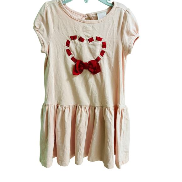 Janie and Jack Pink Red Ribbon Heart Dress Cotton Size 2T EUC - Picture 1 of 4